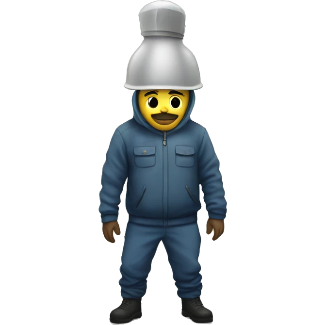 Man wearing  gas mast in a abandoned rusia town emoji