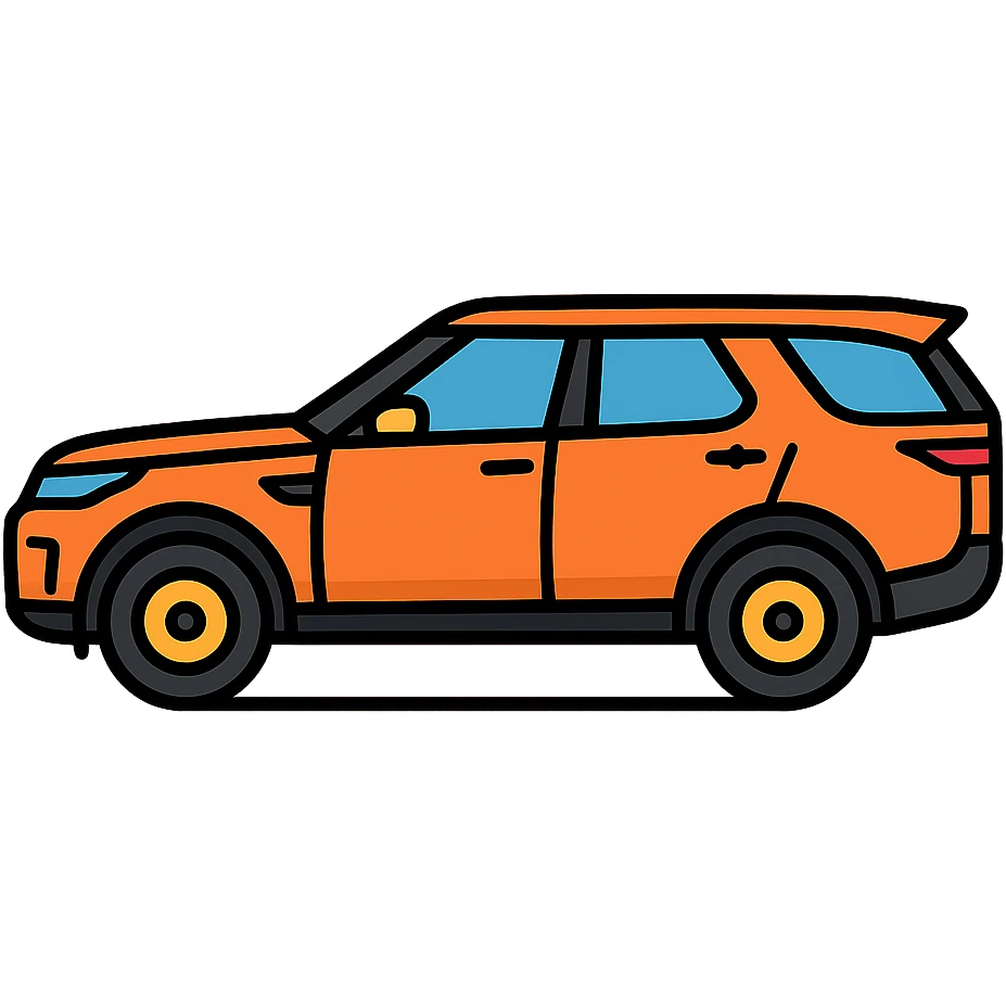 Land Rover Discovery 5 side view facing left, simple and recognizable icon style, clean lines, no background emoji