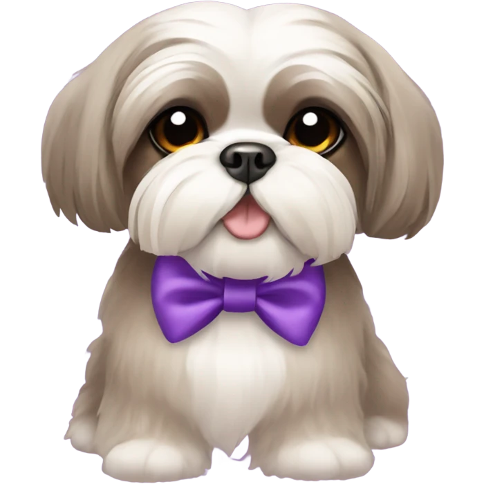 Taupe shih tzu with purple hair bow emoji