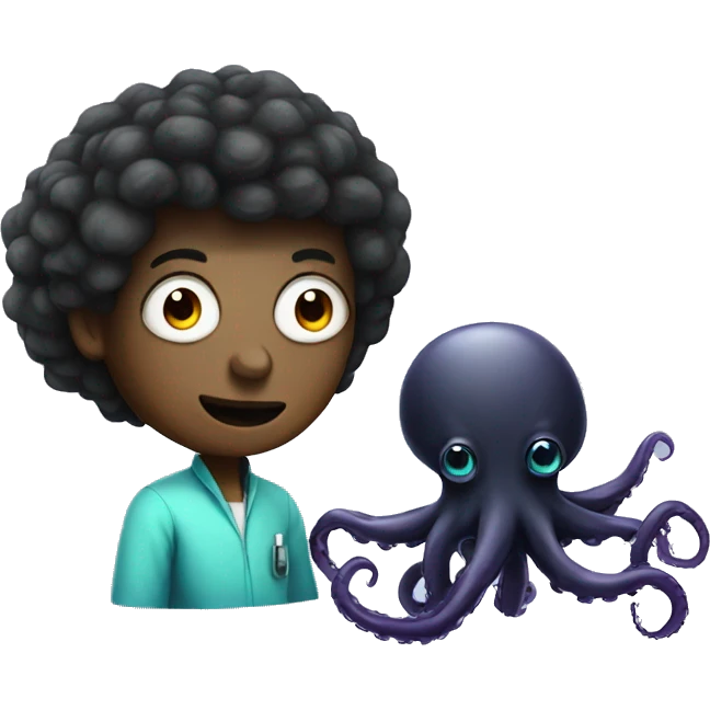 Black Alien Octopus with a scientist  emoji