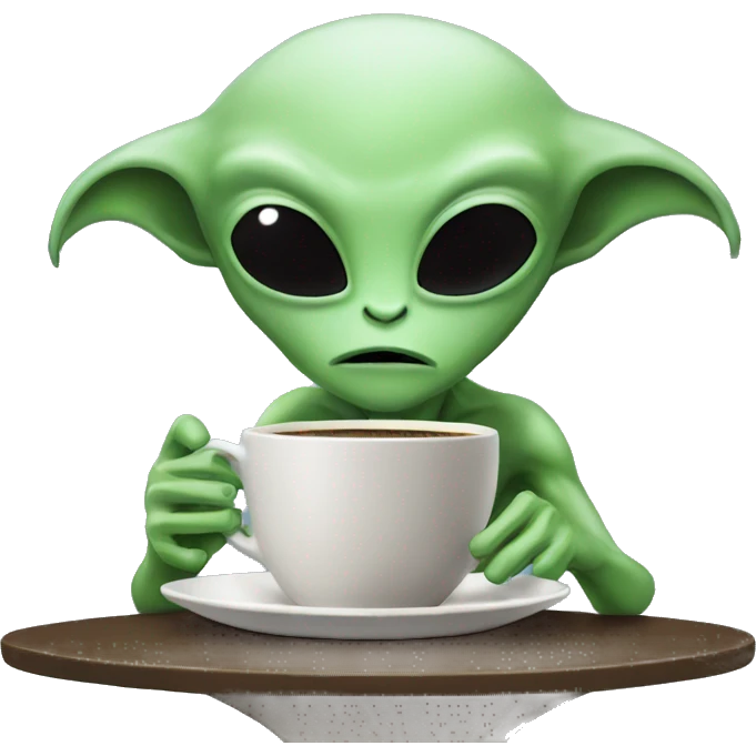 Alien drinking coffeee emoji