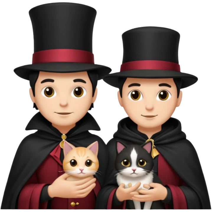 magician couple and their pet cat emoji
