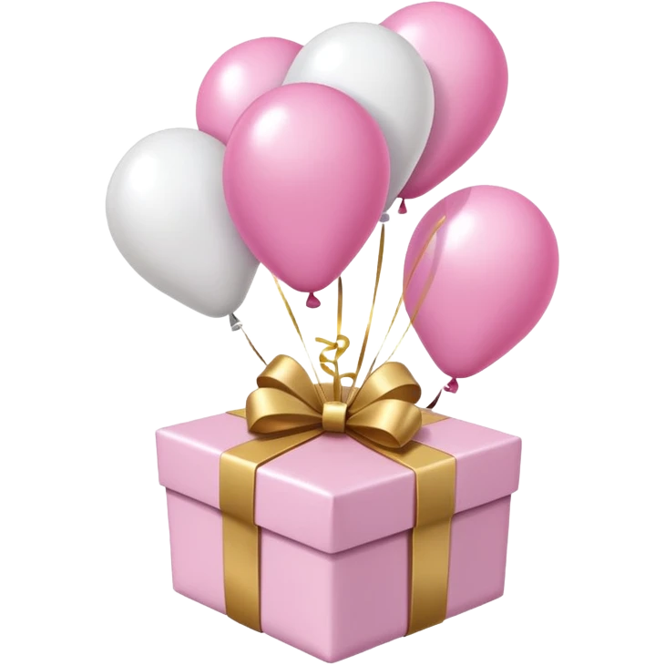 Please make light pink and white balloons, several of them, and tie them to a gift. emoji