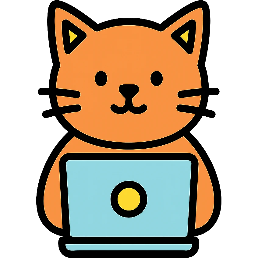 colored icon of a cat working on a laptop emoji