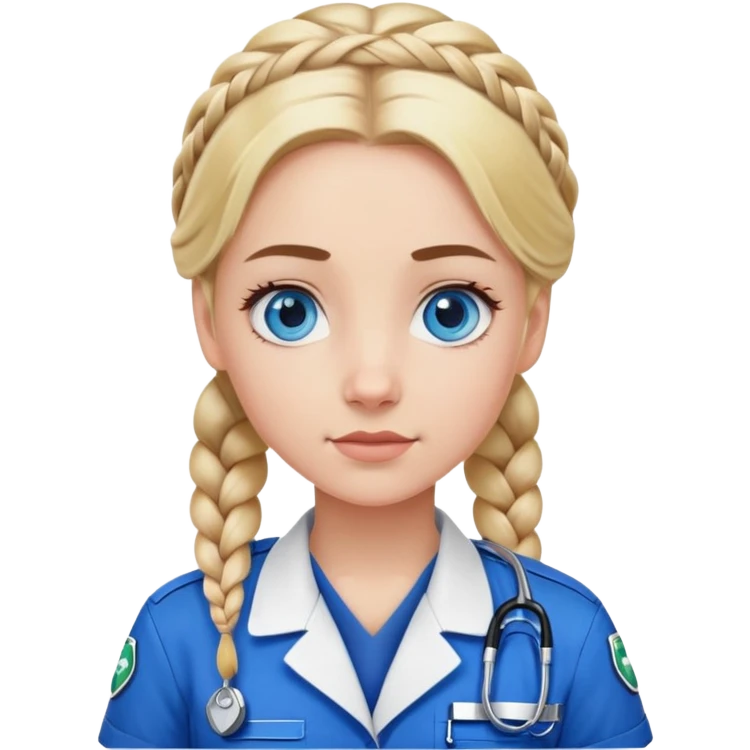 Paramedic girl with french braided blonde hair and blue eyes emoji