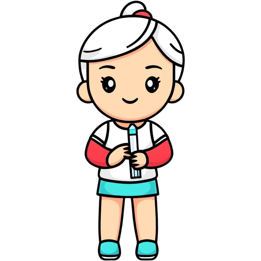 a girl holding a tampon emoji