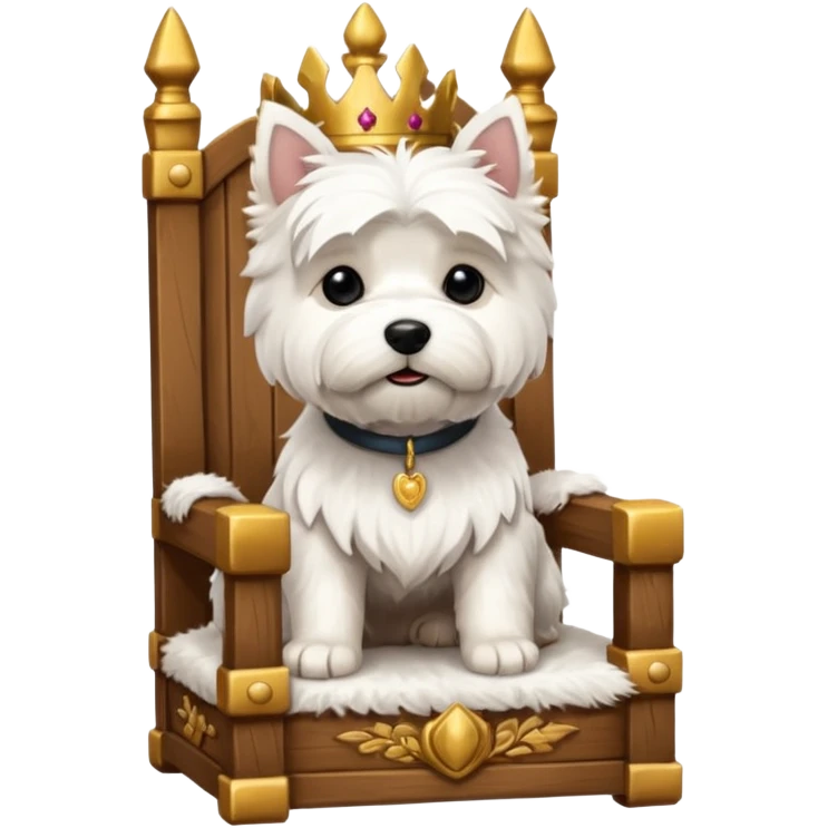 a west highland terrier sitting on a throne  emoji