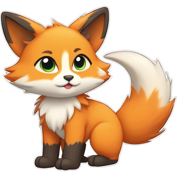 colorful fur-sona kemono-style-chibi-style cat-fox-Fakémon-hybrid full body emoji