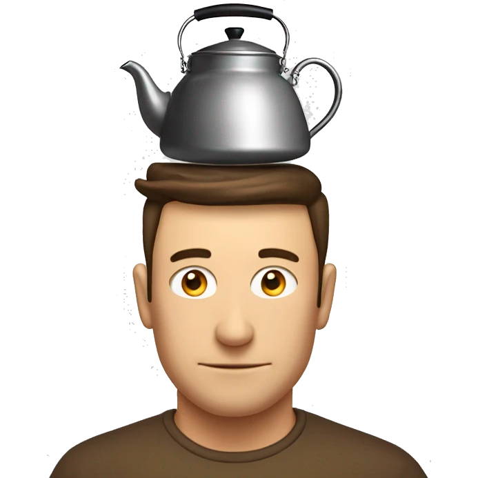Tea kettle on man's head emoji