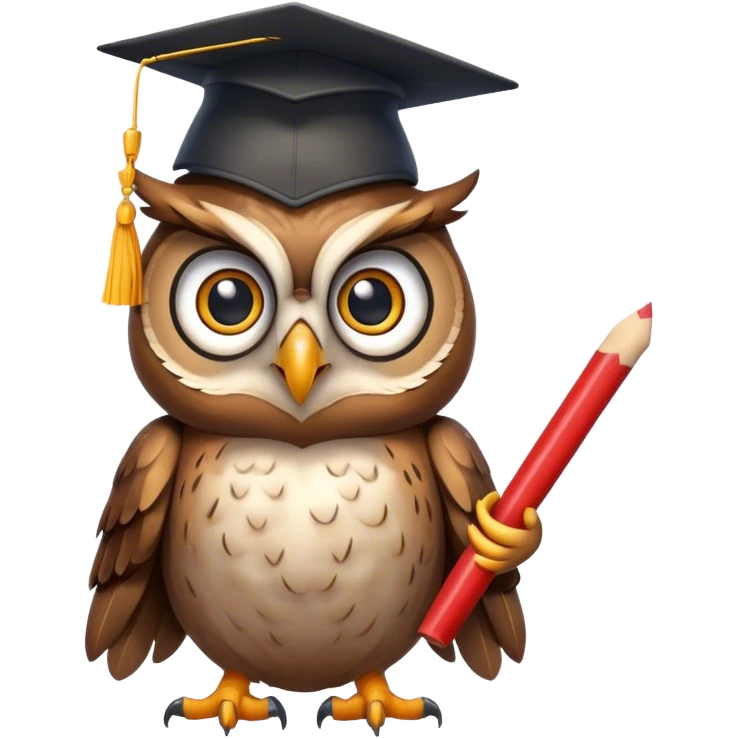 Owl with graduation hat and diploma in claws emoji