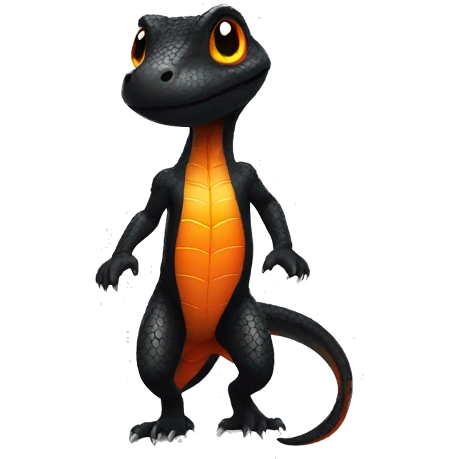 Black Shiny Reptile with Orange belly Full Body emoji