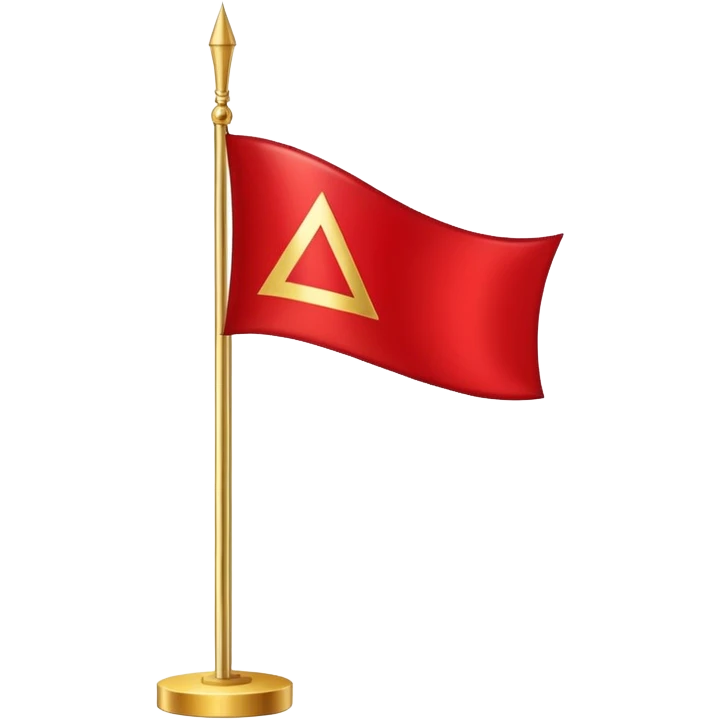 Red triangle flag and gold pole emoji