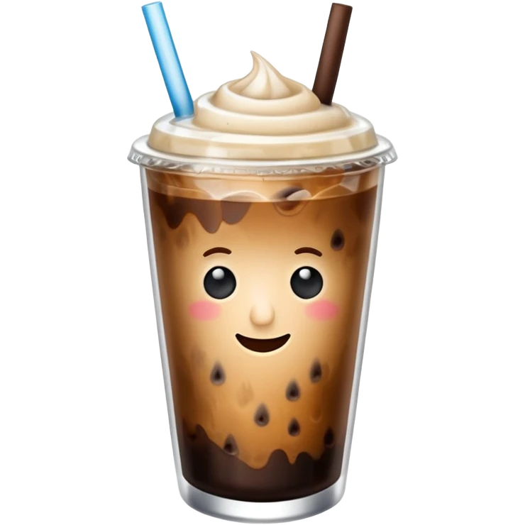 Cafe con hielo en una taza que diga ami emoji