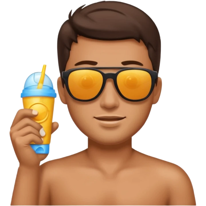 
male brunet suncream and sunglasses emoji