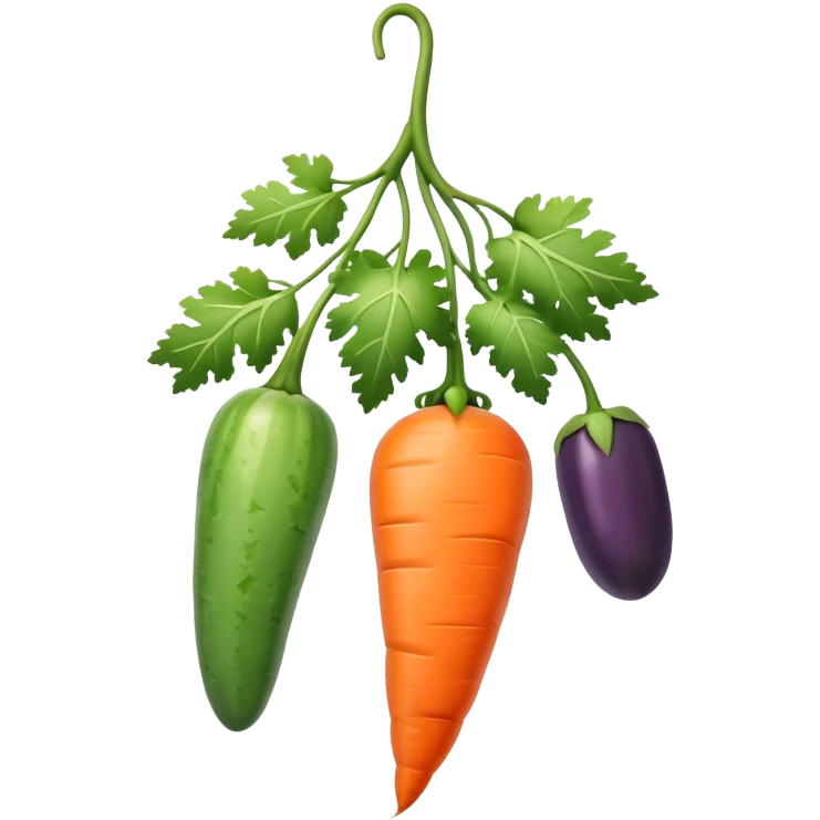 hanging carrot cucumber eggplant emoji