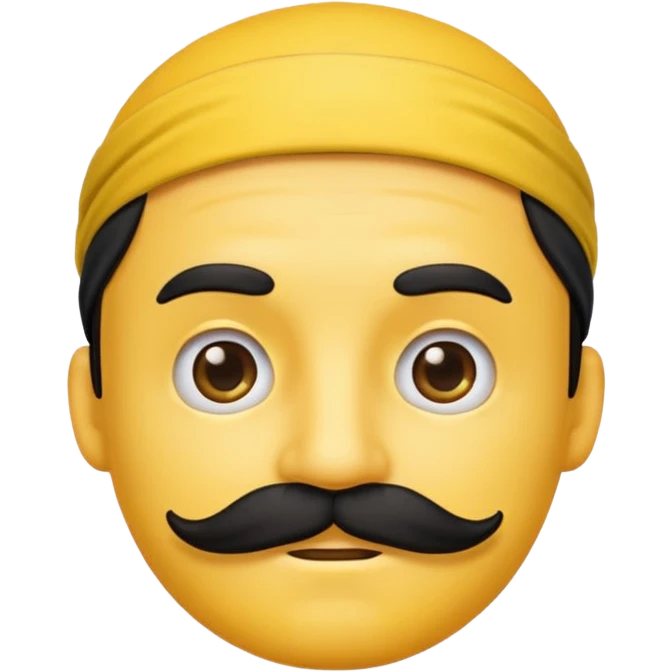 A yellow emoji with a black headband and a simple male mustache emoji
