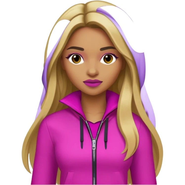 Ciara with long dark blonde hair magenta outfit emoji