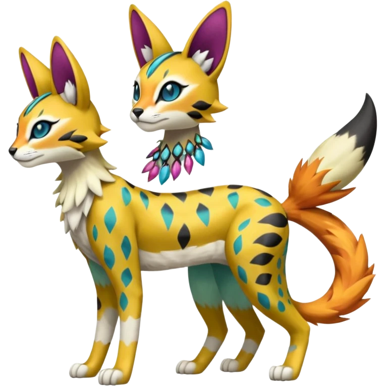 Colorful Meloetta-Vernid-Sergal-Serval-Pokémon-Fakémon-fusion-hybrid-creature emoji