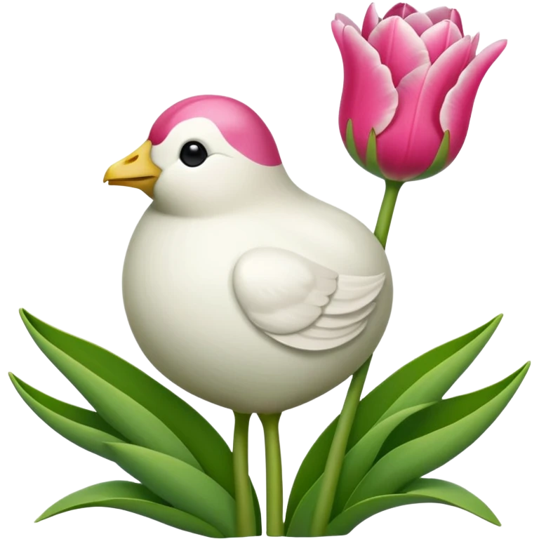 Oveja linda con un tulipán rosa emoji