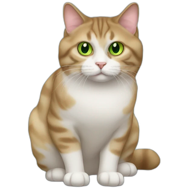Green eyed fat American bobtail cat  emoji