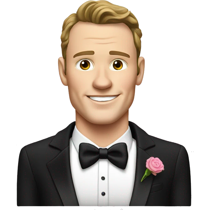 Jonathan Toews in black tuxedo; pink picture frame emoji
