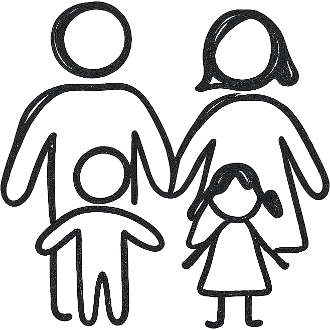 a family in hand drawn style emoji