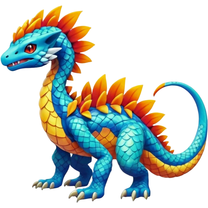 Elemental Exotic Colorful Fantasy Pokémon-Fakémon-hybrid-creature (full body) emoji