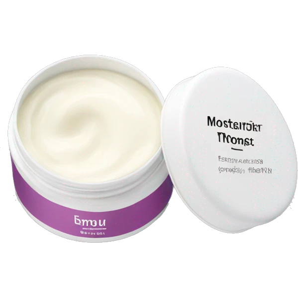 body moisturizer cream pot with label emoji