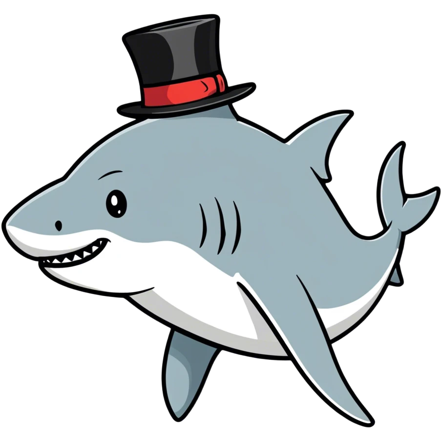 Shark with a top hat emoji