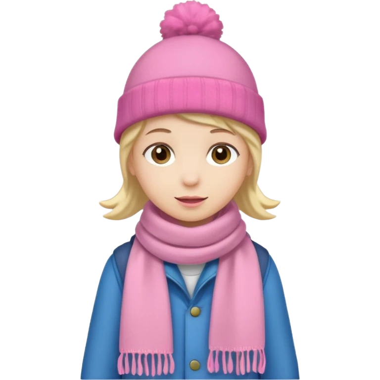Kid wearing pink hat and scarf, full body emoji