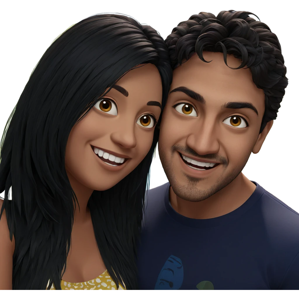 happy couple outdoors portrait emoji