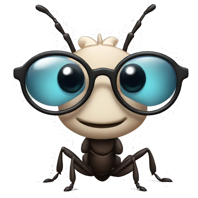 ant with glasses emoji