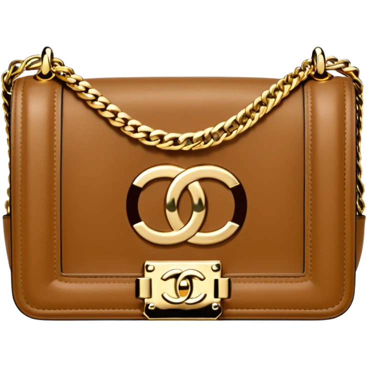 chanel le boy light brown gold hardware emoji