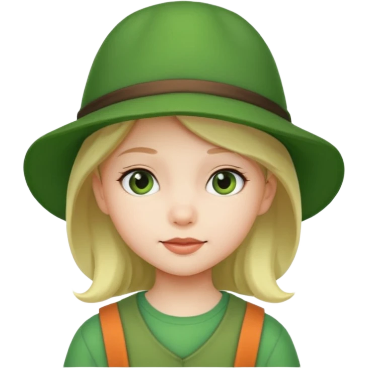 girl kid Character with Green Hats emoji