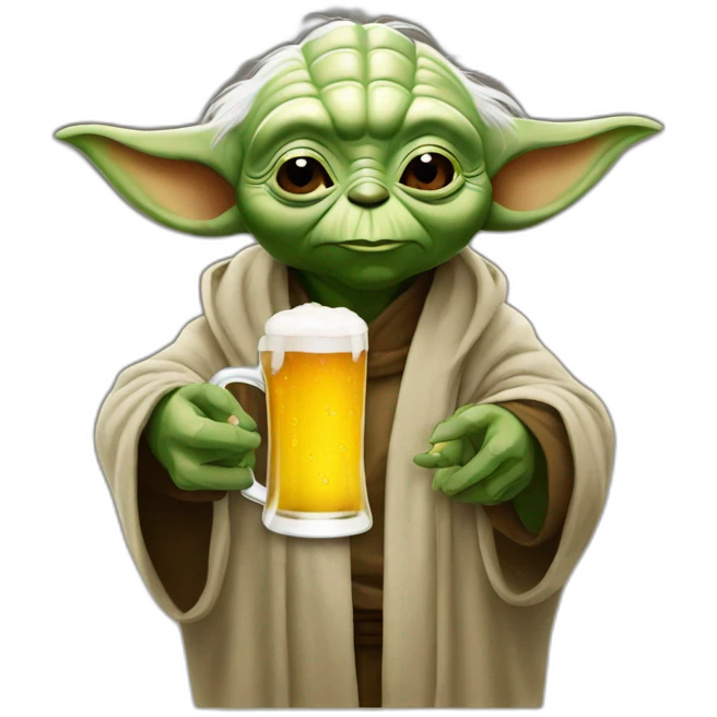 Yoda drinking a beer emoji