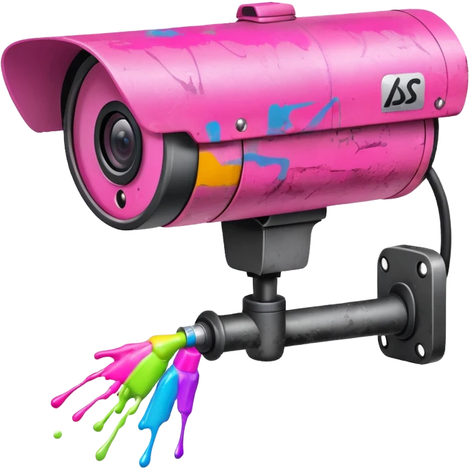Security Camera pink with graffity emoji