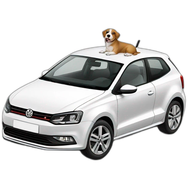 English seepdog driving volkswagen polo emoji