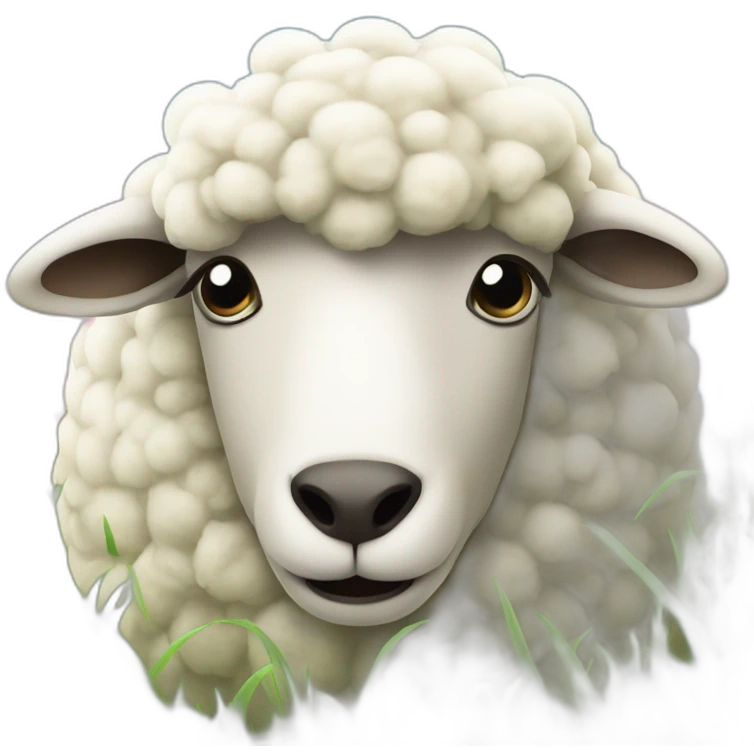 sheep with grass in mouth emoji