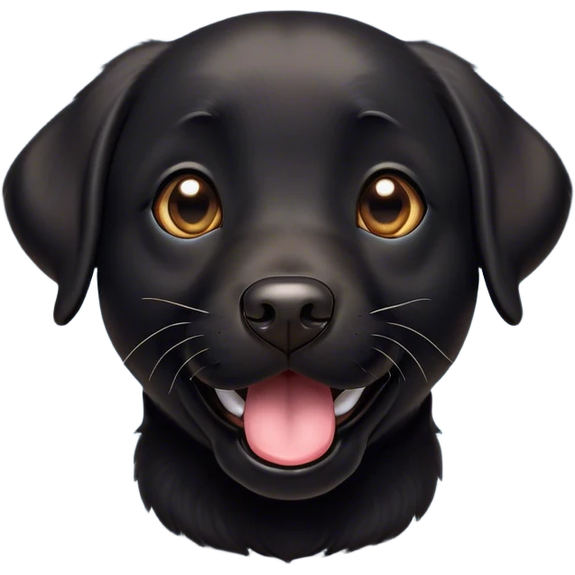 Cinematic Comical Black Labrador Portrait Emoji, Head tilted dramatically with an exaggeratedly amused expression, featuring a sleek black Fur with a glossy finish, wide, expressive brown eyes filled with playful disbelief, Simplified yet hilariously expressive features, highly detailed, glowing with a slightly sassy glow, high shine, dramatic yet playful, stylized with an air of cheeky mischief, bright and endearing, soft glowing outline, capturing the essence of a spirited and over-the-top companion, so meme-worthy it feels like it could side-eye its way into internet fame instantly! emoji