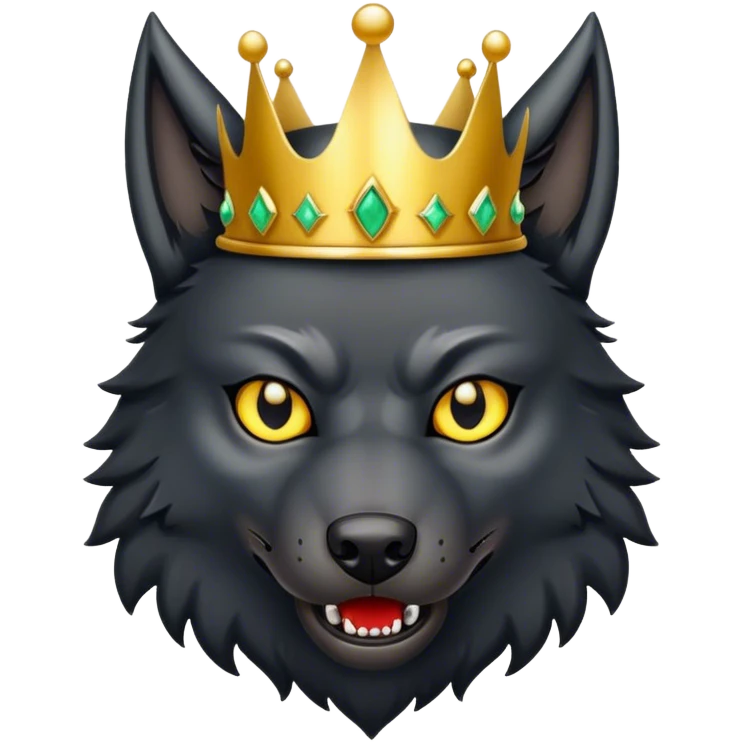 Scary Evil Black Wolf with Gold Crown emoji