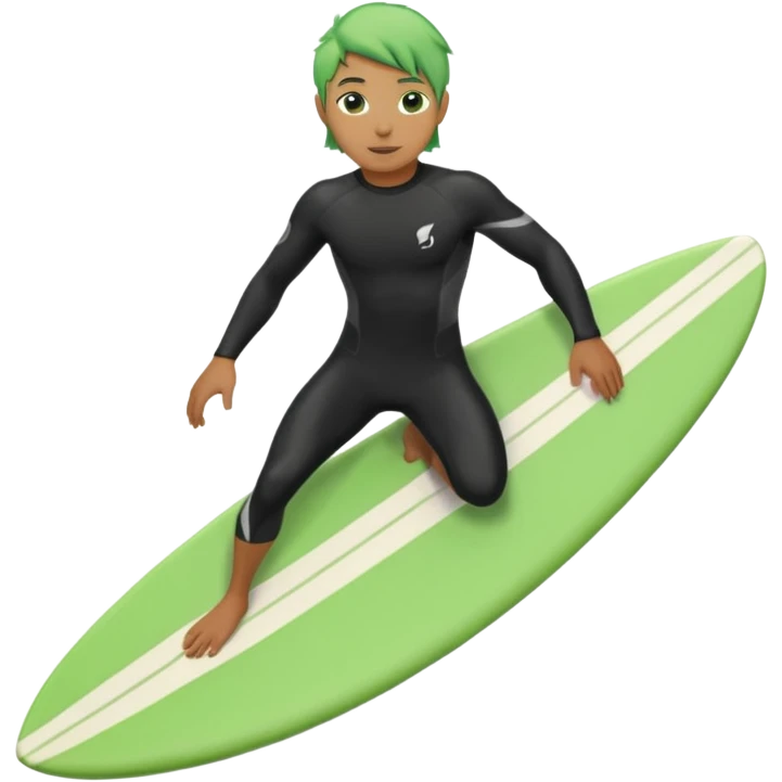 green haired black surfer with surfboard  emoji