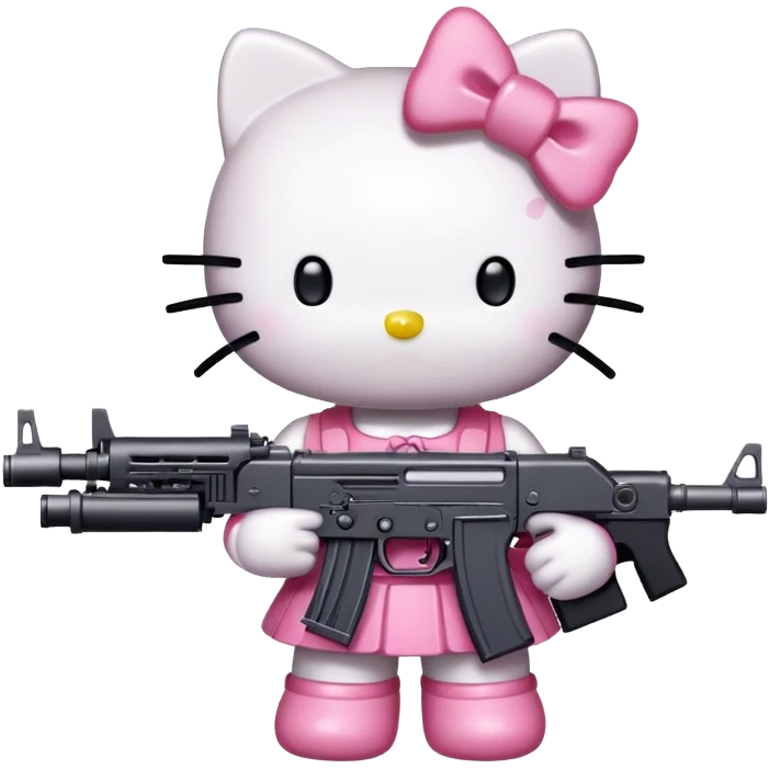 Hello kitty with a machine gun emoji