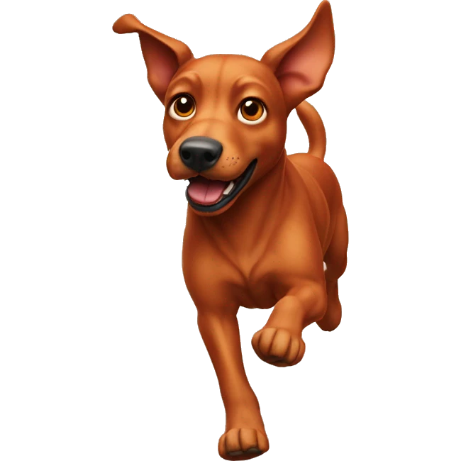 realistic solid red dog with pointed ears running emoji