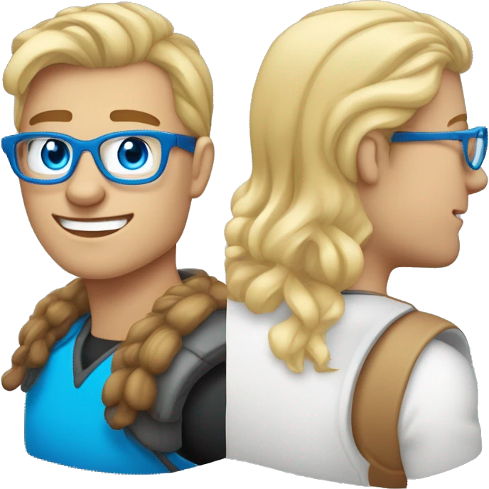 Sportlicher Mann mit blauen Augen und blonden haaren, ohne bart und mit runder brille emoji