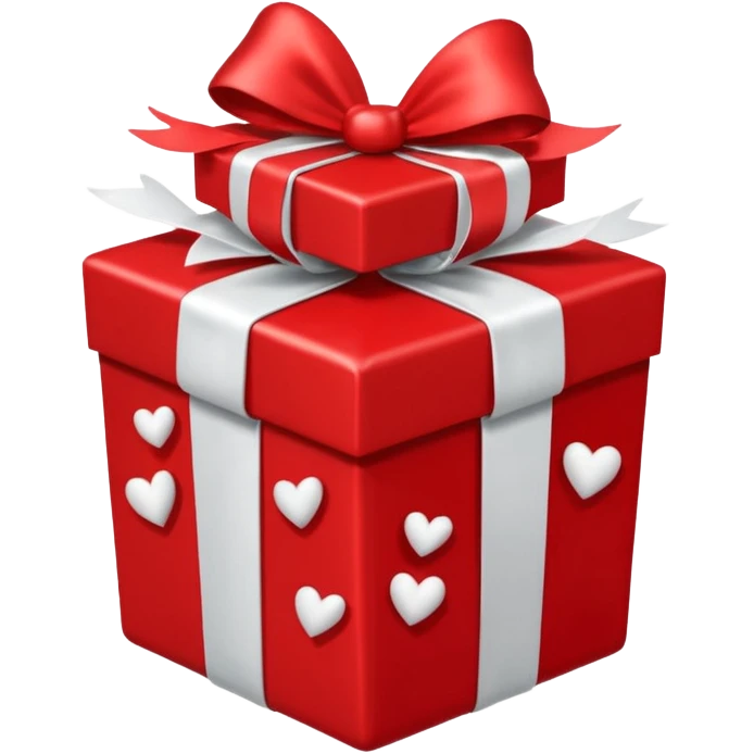 a red gift with a white bow that opens and red hearts fly out of it emoji