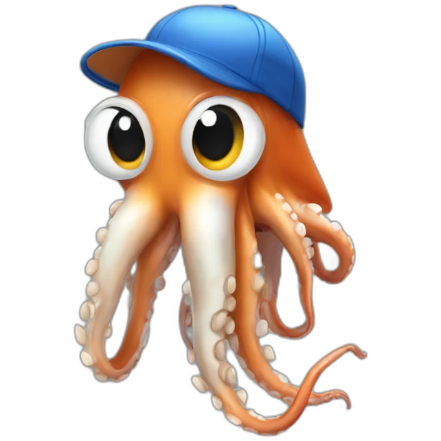 Squid wearing a baseball cap emoji