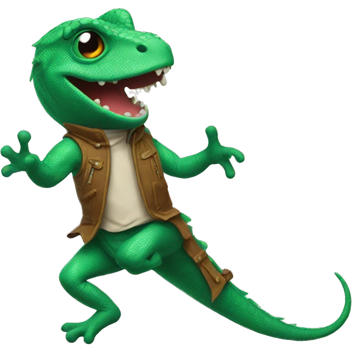 Dancing lizard with boots emoji