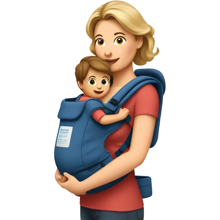 European Babywearing mom with toddler ergo carrier on moms back emoji