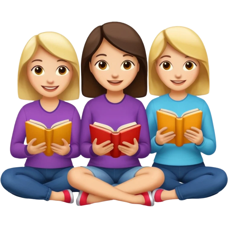 Group of ladies reading books emoji