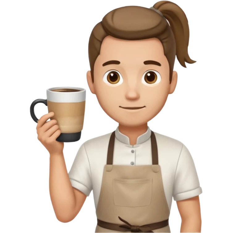 hipster barista ponytail male without background emoji